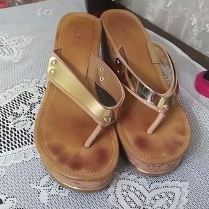 Aldo wedge heels wkth gold trim